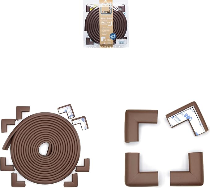 Slim-Fit 18ft Edge 16 Corners - Bundle & Save - RovingCove Slimfit Edge Corner Guards, Coffee Brown