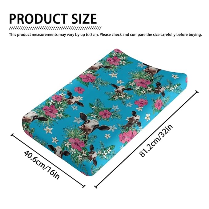 Milkcow Changing Pad Cover for Baby Comfort Diaper Change Table Pad Covers Soft Breathable Flower Changing Pad Sheets Cover