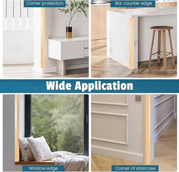 8Pcs 36" Metal Corner Protector, L-Molding Corner Guards for Walls, Cabinets, Baseboards, Furniture Decorative Trim, Size 36" x 2" (Gold,Pack of 8)