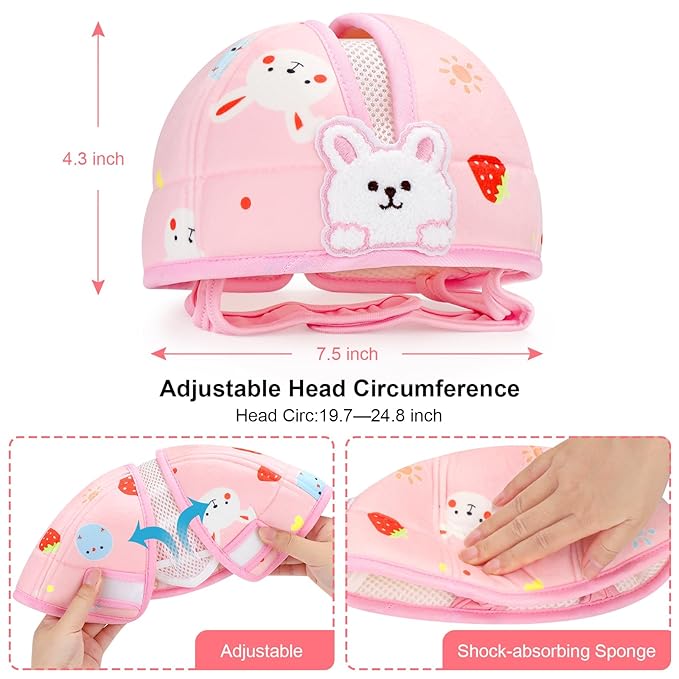 Accmor Baby Head Protector, Cute Baby Safety Helmet for Crawling Walking Running, Infant Headguard Soft Cushion Lightweight Breathable Protective Caps, Anti-Collision Toddler Helmets for 6m-24m Girls