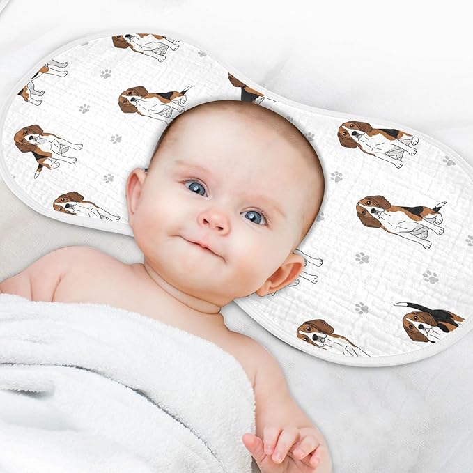 1 Pack Muslin Burp Cloths Beagle Dogs Paw White Cotton Baby Burp Cloths Ultra Absorbent and Soft Thick Burping Cloth for Newborn Babies 22x11 Inch