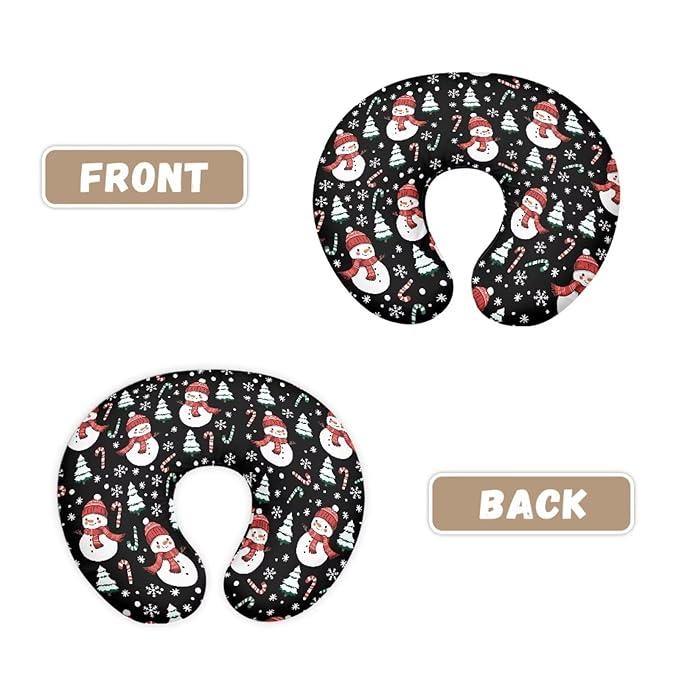 Nursing Pillow Cover for Baby Boys Girls, Xmas Snowman Breastfeeding Pillow Slipcover, Christmas Decorations Soft Nursing Pillowcase for Newborn Infant, Cover Only