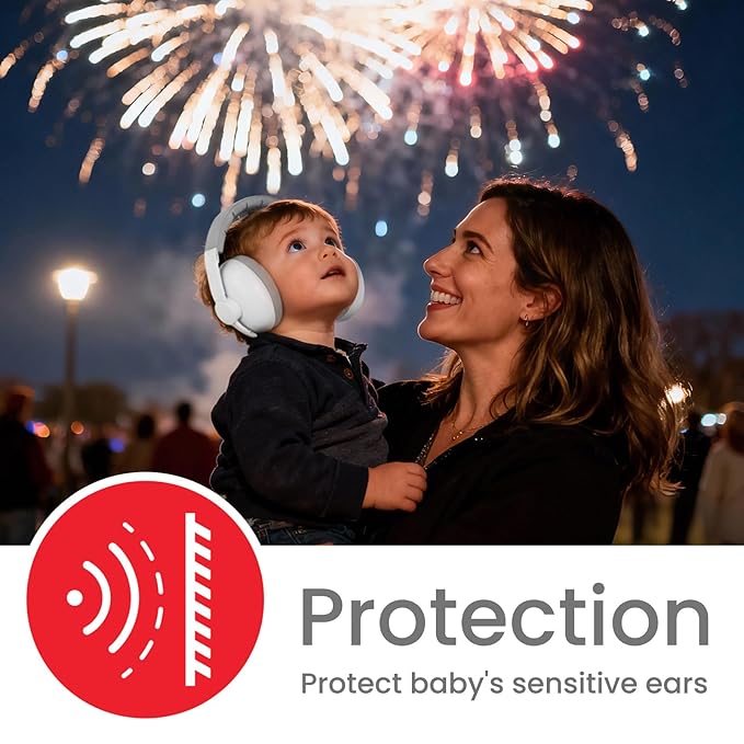Baby Headphones for Noise Protection - Infant Ear Muffs Noise Protection - Toddler Noise Cancelling Headphones - Baby Ear Protection for 0 to 36 Months, Adjustable - White