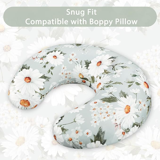 Pea Pod Nursing Pillow Cover Breastfeeding Pillow Slipcover for Moms Soft Breathable, Newborn Infant Feeding Pillow Covers for Baby Girl Boy, Daisy