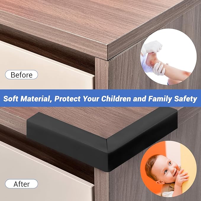 Wall Corner Protector, Peel and Stick Wall Corner Trim, Flexible Rubber Molding Wall Corner Guard, L Shaped Self Adhesive Edge Protector Moulding Trim for Wall Edge Ceiling, Black, 3/4in,10Ft