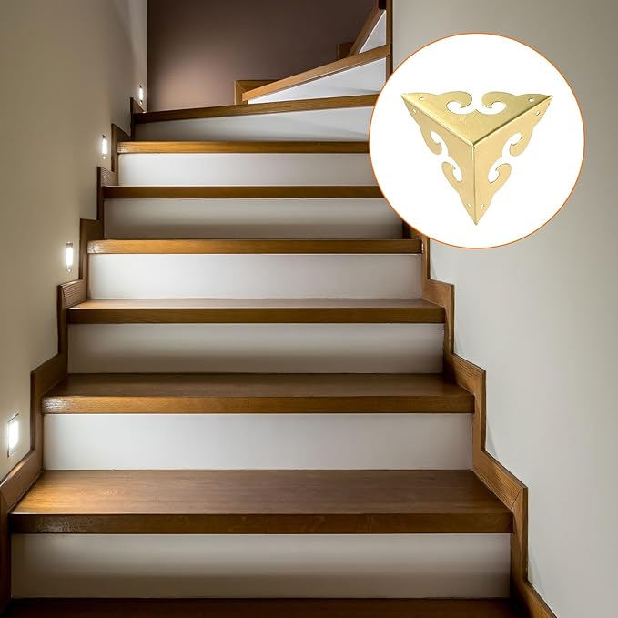 uxcell 6 Pcs Brass Edge Guard, 45mm Decorative Box Corner Cover, Corner Protector, Vintage Stair Dust Corners with Screws, Gold