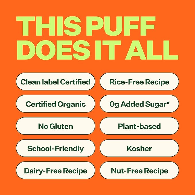 YUMI Rice-Free Baby Puffs - No Sugar Added, Gluten-Free, Non-GMO Organic Baby Snacks Puffs, School Safe for Daycare and Lunchboxes - Alternative to Baby Teething Snacks, Apple & Broccoli (6ct.)