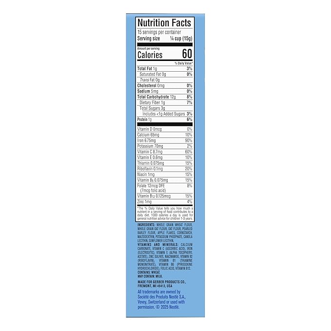 GERBER CEREAL FOR BABY Infant Dry Cereal MultiGrain Apple 5x8oz