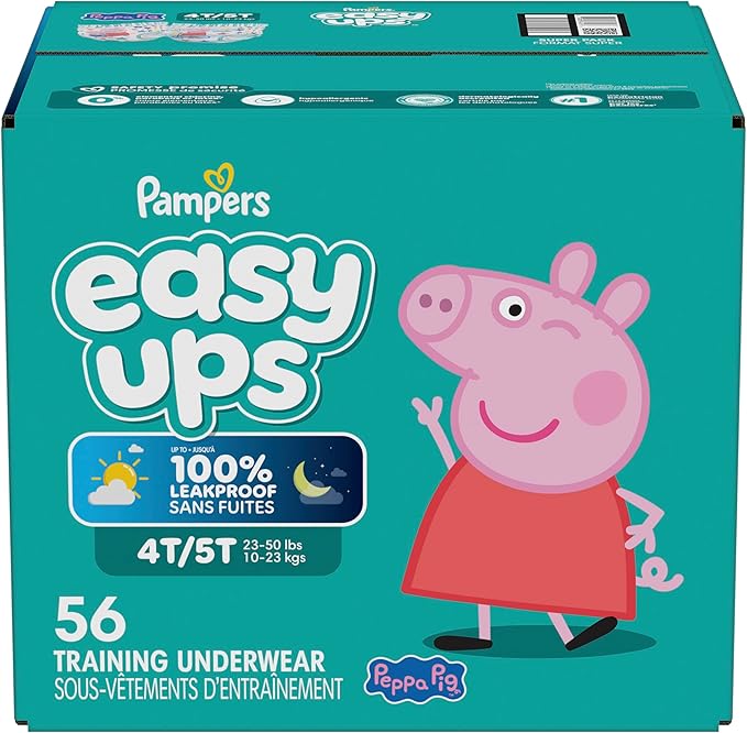Pampers Training Pants - Easy Ups Girls & Boys - Size 4T-5T, 56 Count, Peppa Pig Potty Underwear (Packaging May Vary)