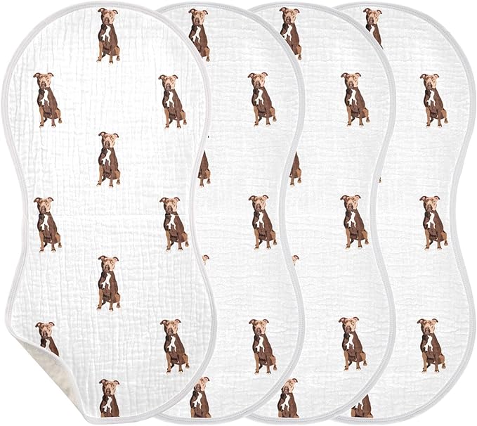 vvfelixl Pit Bull Terrier Sitting Dog Burp Cloths for Baby Boy Girls Baby Washcloths Burp Rags 1 Pack