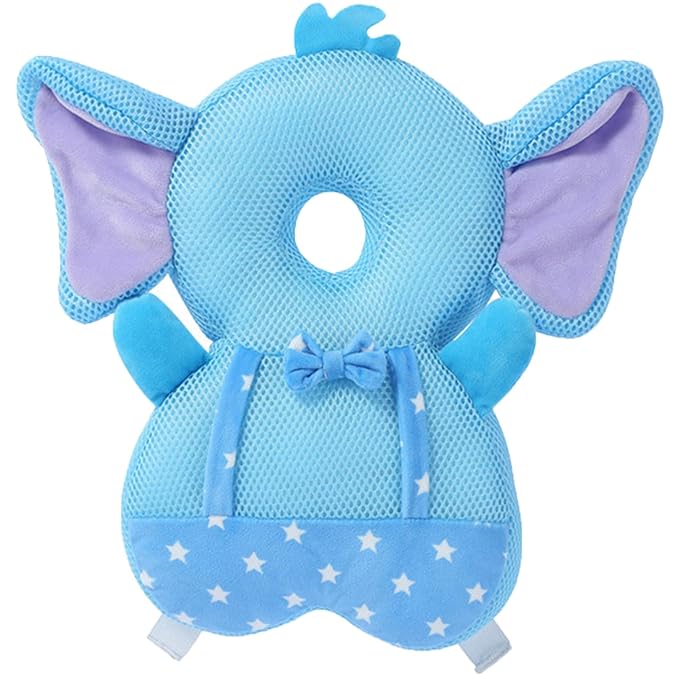 Baby Walker Head Protector Backpack, Toddler Adjustable Baby Head Protection Fall Pillow Safety Pad for Baby Walking and Crawling (Star Elephant)