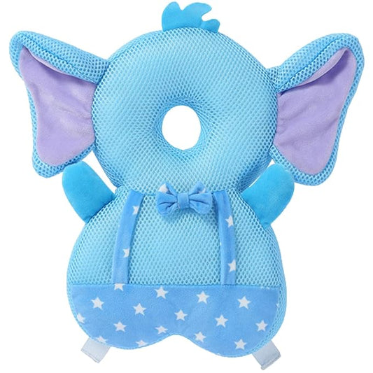 Baby Walker Head Protector Backpack, Toddler Adjustable Baby Head Protection Fall Pillow Safety Pad for Baby Walking and Crawling (Star Elephant)