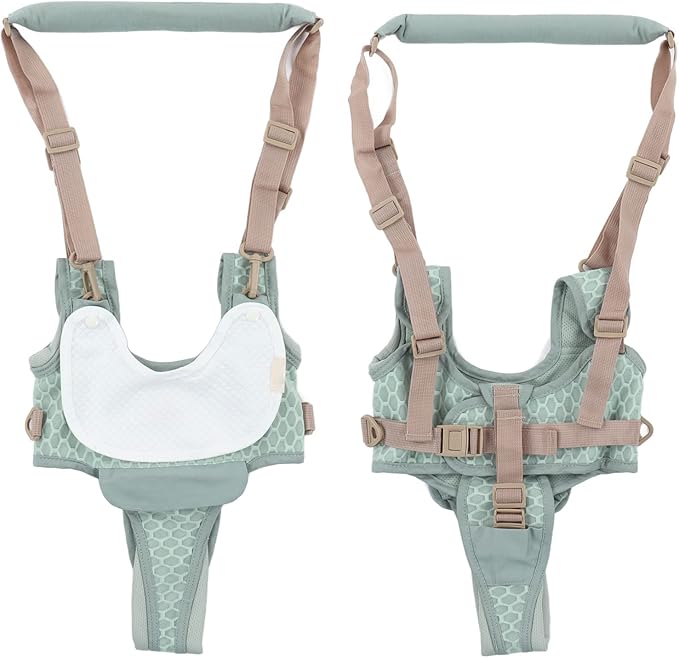 Baby Walking Harnesses, Lightweight Adjustable Detachable Crotch Pad Handheld Toddler Walk Assistant Belt Adjustable Standing Up and Walking Learning Helper for 8‑24M(Mint Blue-Profile Mesh)