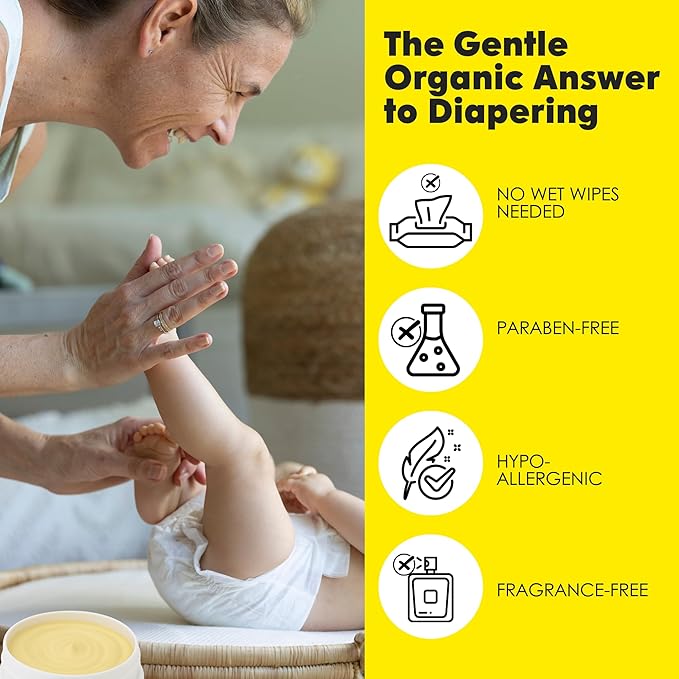 La Petite Creme French Organic Diaper Balm (4 oz) - Healing & Nourishing Diaper Cream - Gentle & Safe Liniment Baby Lotion - USDA Certified Organic - Baby Essentials for Newborn