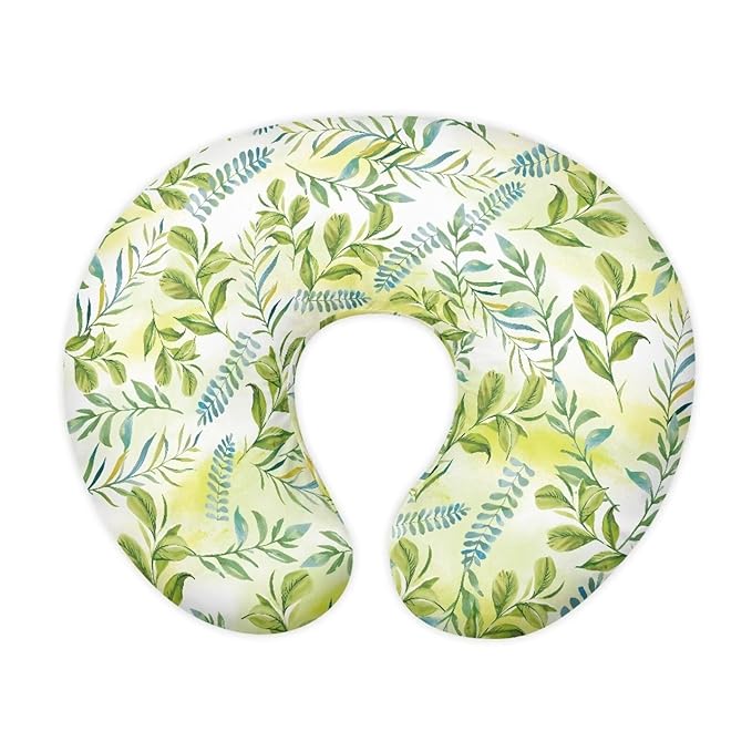 Green Leaves Nursing Pillow Cover for Baby Boy Girl Breastfeeding Slipcover Infant Newborn Nursery Bottle Pillowcase Durable and Easy to Clean