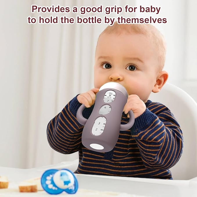 Juome Silicone Sleeves with Handles for Avent Natural Glass Baby Bottle - 3 Pack Koala Shape Anti Breakage Baby Bottles Holder, Compatible with Philips Avent Anti Colic Baby Bottles 8 oz