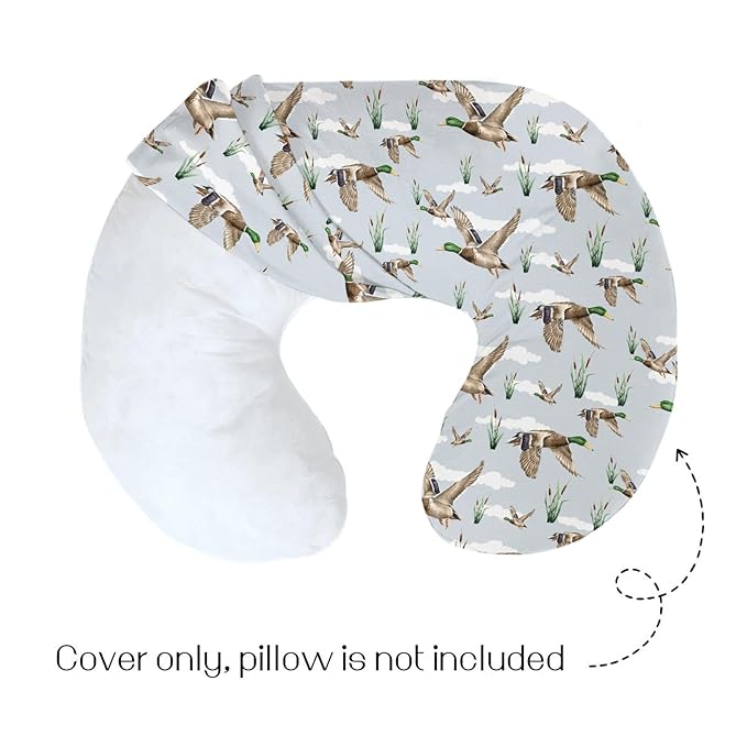 HawSkgFub Duck Hunting Mallard Hunter Nursing Pillow Cover for Baby Boys, Wild Animal Bird Reeds Blue Breastfeeding Pillow Slipcover, Nursing Pillowcase for Newborn Infant, Cover Only