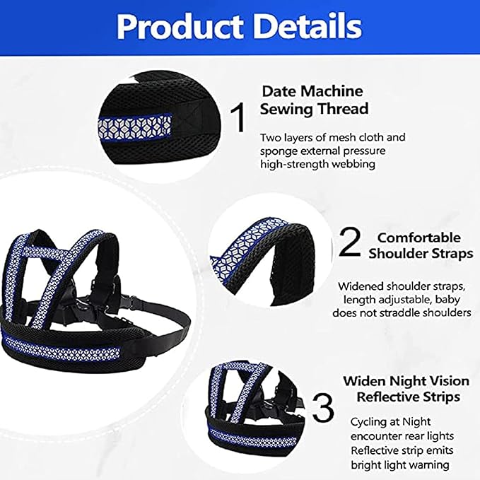 Clobeau Child Motorcycle Safety Harness Reflective Strip Antifall Child Safety Harness for Kid 2-12Year Bike Safety Belt