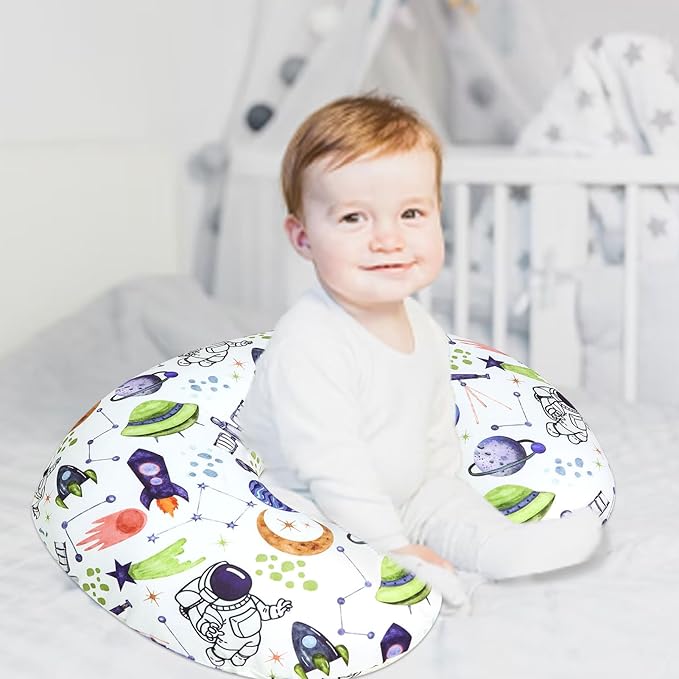 TANOFAR Nursing Pillow Cover Boy, Stretchy Breast Feeding Pillow Covers, Soft & Skin-Friendly, Removable Nursing Support Pillow Slipcover, Space Shuttle