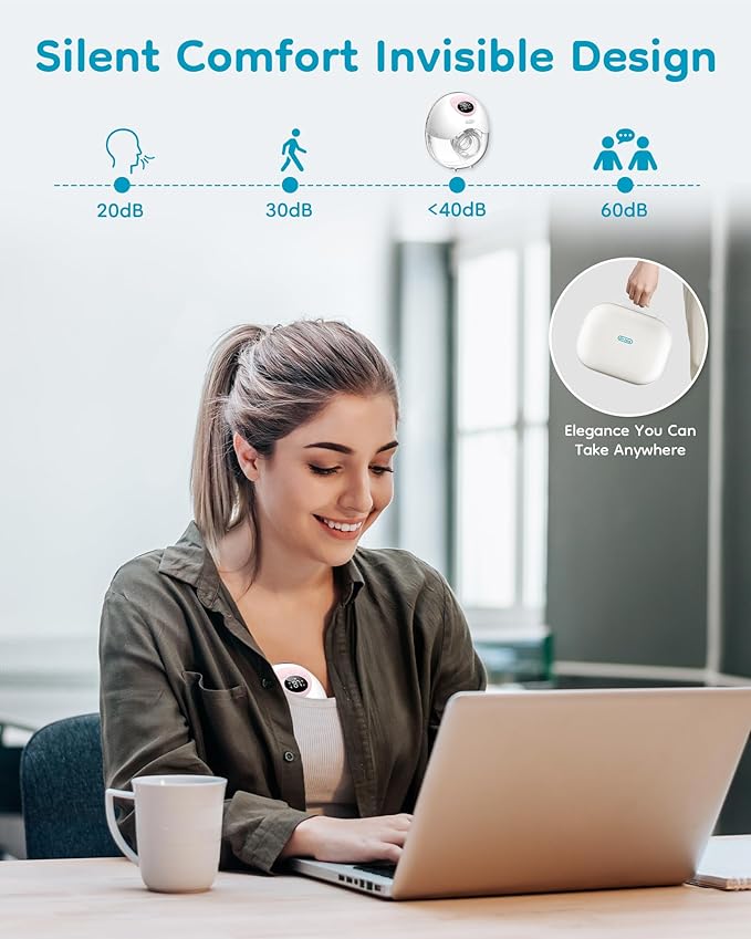 Dr.Isla Wearable Hands Free Breast Pump, Strong Suction, Low Noise, Portable Electric Breast Pump with 4 Modes & 36 Levels, Smart Display, 17/24/27mm Insert/Flange, 2 Pack, Gray