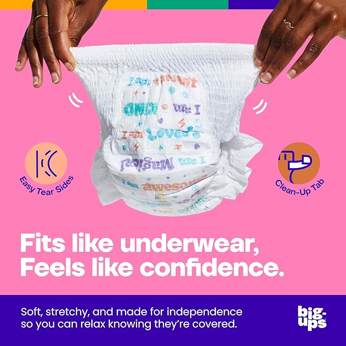 The Happy Hues Big-Ups Potty Training Pants 2T-3T (16-34lbs) – Unisex Training Pants with Shea Butter Softness, Leak Protection & Easy-Tear Sides – Toddler Potty Training Pants - 50 Count