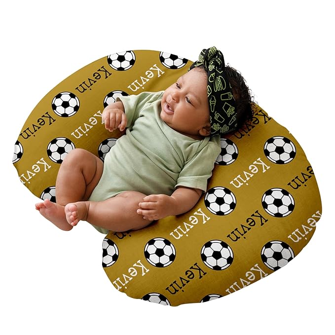Dyoart Baby Nursing Pillow Cover, Custom Breastfeeding Bottle Pillow Slipcover, Personalized Gift for Infant Boys Girls,Soccer, Ultra Comfortable(one Size)