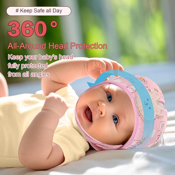 Accmor Baby Head Protector, Baby Helmet for Crawling Walking Running, Cute Infant Headguard Soft Cushion Anti-Collision Toddler Safety Helmets, Lightweight Breathable Protective Caps for 6m-24m Girls