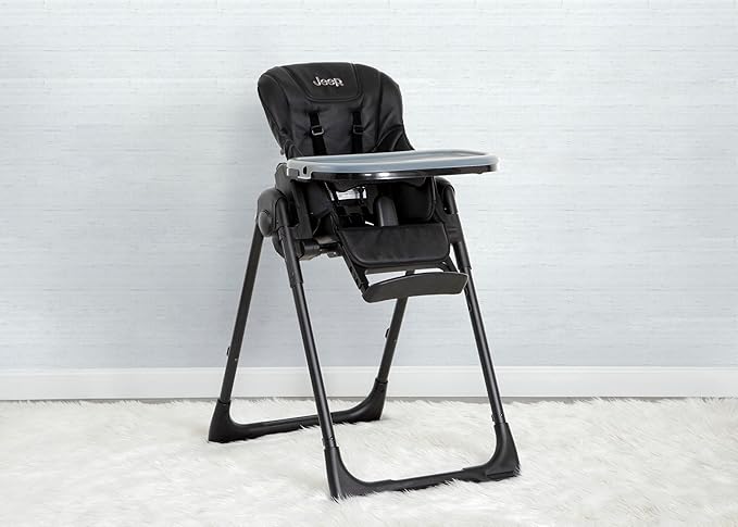 Jeep by Delta Children Classic Convertible 2-in-1 High Chair for Babies and Toddlers with Adjustable Height, Recline & Footrest - Dishwasher Safe Meal Tray, Black