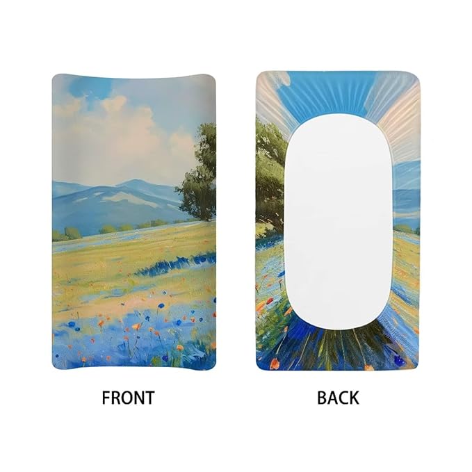 Breathable Diaper Changing Pad Cover for Baby Girls and Boys, Soft Changing Table Sheets 16 * 32 Inches, Countryside Scenery