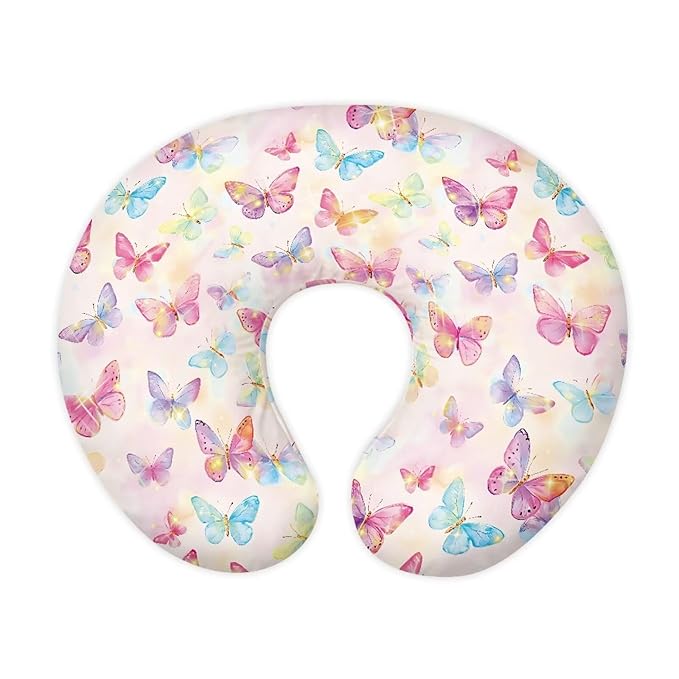 Multicolored Butterfly Nursing Pillow Cover for Baby Boy Girl Breastfeeding Nursing Pillow Slipcovers Super Soft Easy to Use and Dustptoof