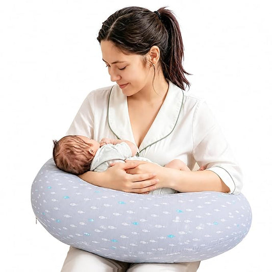 Nursing Pillow, Breastfeeding Pillows with Standard Size Removable Cover, Breast Feeding Pillow with Breathable Filling, Ergonomic Nursing Essentials for Bottle and Breastfeeding