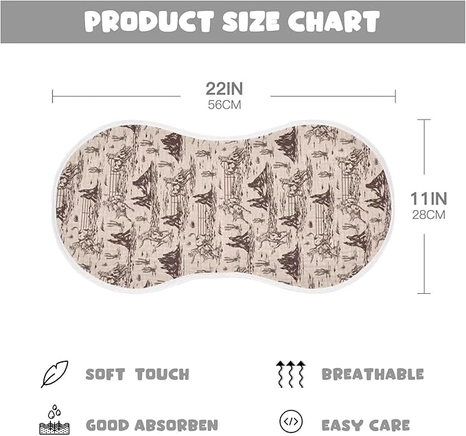 Western Baby Muslin Burp Cloths Set of 1 American Cowboy Muslin Washcloths Cute Milk Spit Up Rags Soft Newborn Towel Burp Cloth Bib for Unisex Boys and Girls, 22 x 11 Inch