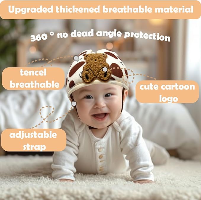 Soft Infant Safety Helmet,Baby Helmet for Crawing Walking,Baby Helmet 1-2 Years for Anti-Fall Head Protector,Adjustable