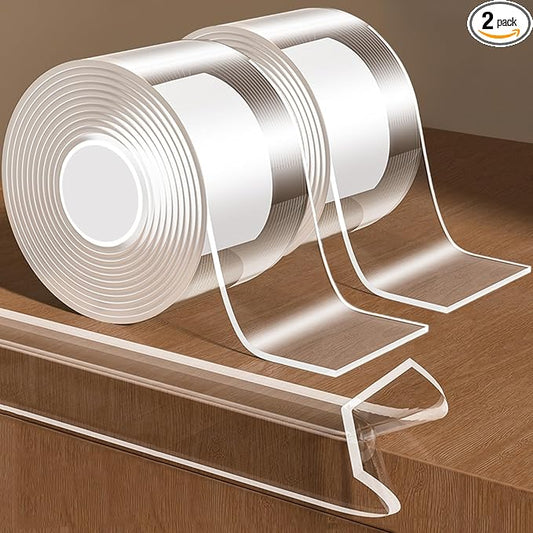 2Pack Baby Proofing Edge Protector for Baby,2in x 9.84Ft,Clear Edge Protector Strip Sharp Edge Wrap Cover Tape,Corner Bumpers for Furniture,Crib Rail Covers for Teething