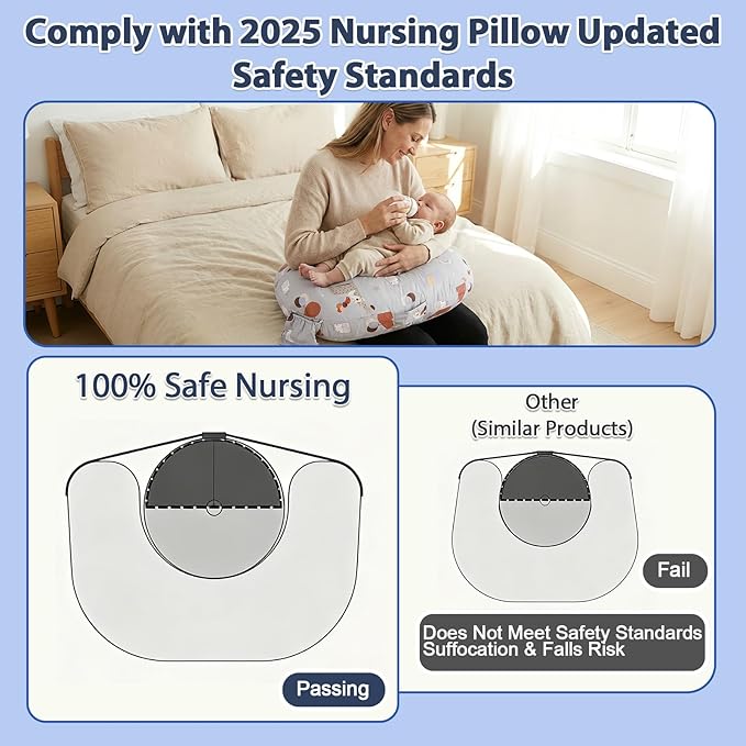 x-vesolje Plus Size Nursing Pillow Wider Support, Breastfeeding Pillow with Adjustable Strap Fit All Body Type, Ergonomic Breast Feeding Pillow, Baby Feeding Pillow for Mom- Max Size/Animal Gray