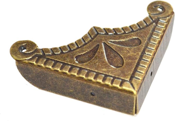 12 PCS Corner Protectors Vintage Safety Guards Antique Bronze Decorative Metal Covers for Furniture Edge Menu Box Large Size (Side Length:2-1/4", Height:3/8")