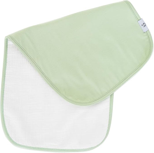 Premium Baby Burp Cloths, Extra Soft Spit Up Rags with 3 Absorbent Layers, 21" x 10" Size, Sage Green