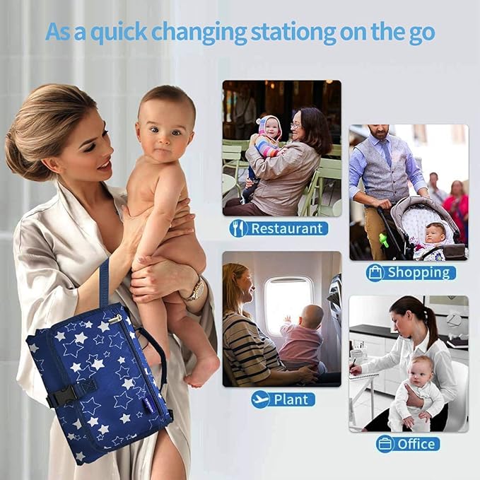 Changing Pad Portable,Diaper Changing Pad,Long Travel Portable Diaper Changing Pad for Baby with Wipes Pocket and Cushioned Pad,Lightweight and Waterproof Changing Pad,Best Gifts for Mom-to-be