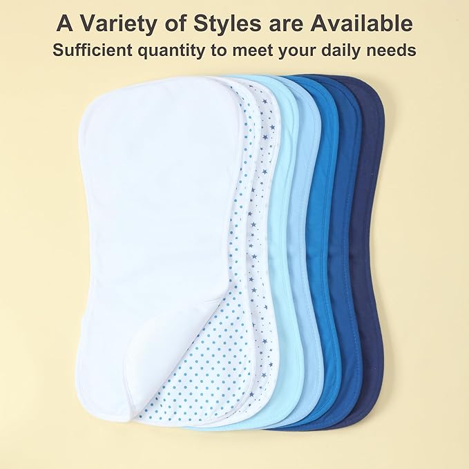 Waterproof Baby Burp Cloths 8-Pack - 4-Layer Super Absorbent Fabric, Extra Soft Plush Spit Up Rags for Newborns Infants, Unisex for Baby Boy Girl, Milk Spit Up Infant Towels