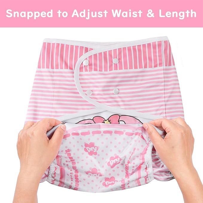 Littleforbig Washable Adjustable Reusable Waterproof Cloth Adult Diaper Wrap Cover - Baby Usagi Pattern S