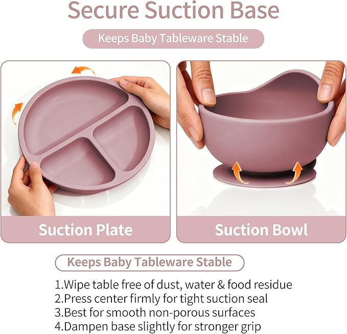 13 Pack Silicone Baby Feeding Set, BPA-Free Stainless Steel Toddler Feeding Supplies, Include Suction Plates, Baby Bowls, Silicone Fork & Spoon, and More, First Stage Baby Dish Set - 6+ Months