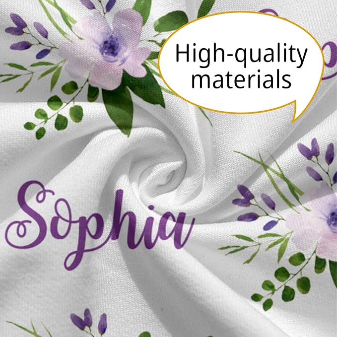 Customizable Flowers Baby Nursing Pillow Cover - Add Your Baby's Name, Ultra-Soft Stretch Fabric, Fits Standard Nursing Pillows, Ideal for Baby Showers Style 06