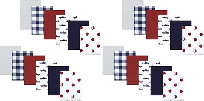 Hudson Baby Unisex Baby Cotton Flannel Burp Cloths Bundle, Apple Orchard, One Size (Pack of 2)