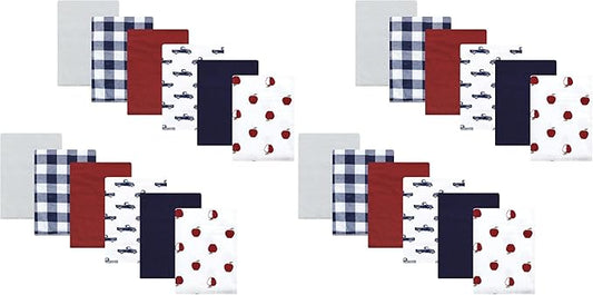 Hudson Baby Unisex Baby Cotton Flannel Burp Cloths Bundle, Apple Orchard, One Size (Pack of 2)