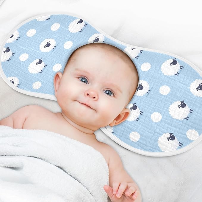 Muslin Burp Cloths for Baby Boys and Girls - 1-Pack Ultra Absorbent Sheep Muslin Washcloths, Newborn Towel, Milk Spit Up Rags, Burp Cloth Bib for Unisex, 22 x 11 Inch