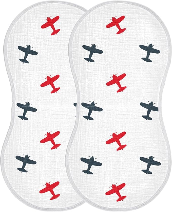 Airplanes Planes Burp Cloths Baby Boys Girls Absorbent Soft Cotton Burping Cloths Rags 2 Pack