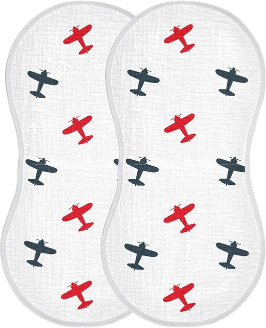 Airplanes Planes Burp Cloths Baby Boys Girls Absorbent Soft Cotton Burping Cloths Rags 2 Pack