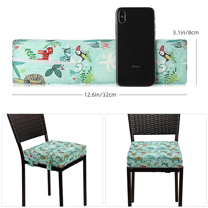 Zicac Portable High Chair Increasing Seat Cushion for Travel Dining Seat Pad for Toddler Kids Baby Infant Washable Thick Chair Seat Pads (Green)