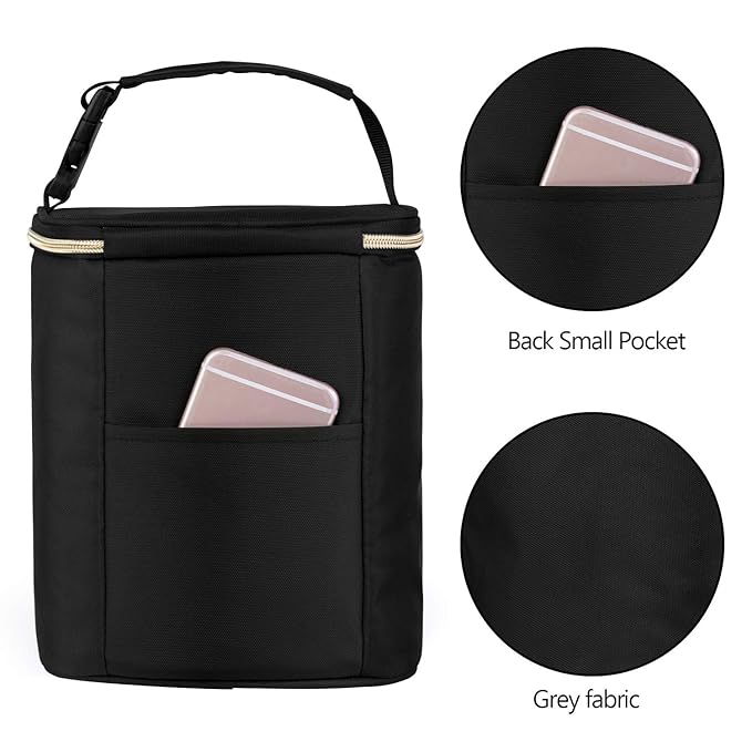 Teamoy Breastmilk Cooler Bag with Ice Pack, Baby Bottles Bag for up to 4 Large 9 Ounce Bottles and Ice Pack, Perfect for Working Mom Mother, Black