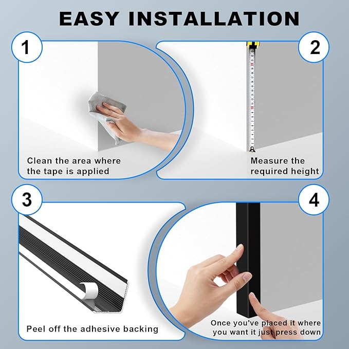 Black Wall Corner Protector, 4Pcs, Length 35.4in, Width 0.79in - Self Adhesive Metal Corner Protector for Aluminum Trim molding, Cabinet Edge Guard, Easy to Install
